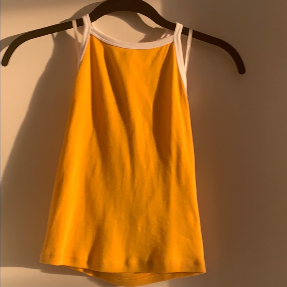 Yellow halter top tie up low back